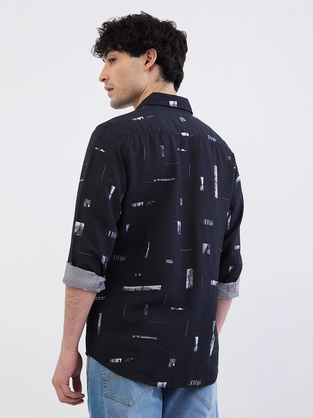 Men Shirt Black Slim Fit - Image 4