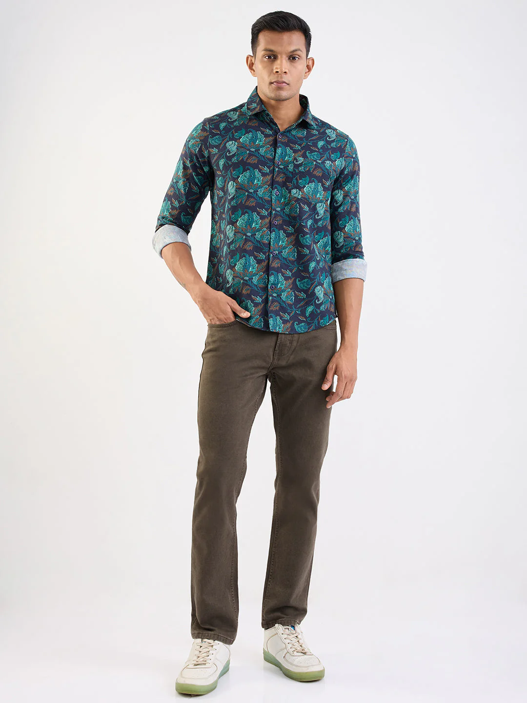 Men Shirt Blue Slim Fit - Image 5