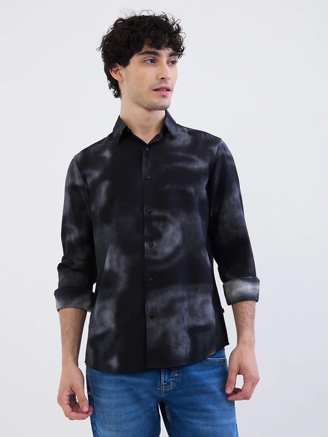 Men Shirt Black Slim Fit - Image 2