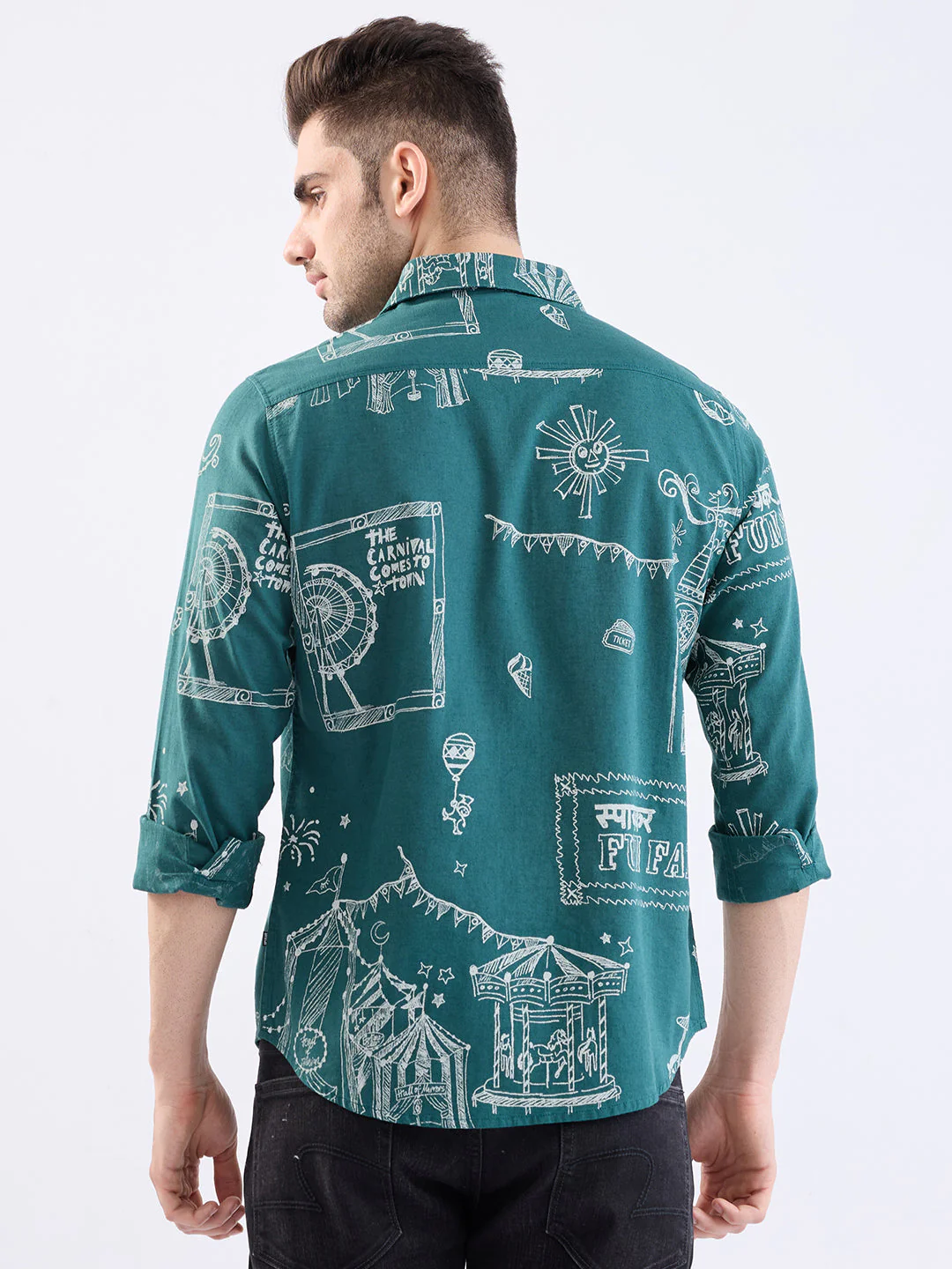 Men Shirt Green Slim Fit - Image 4
