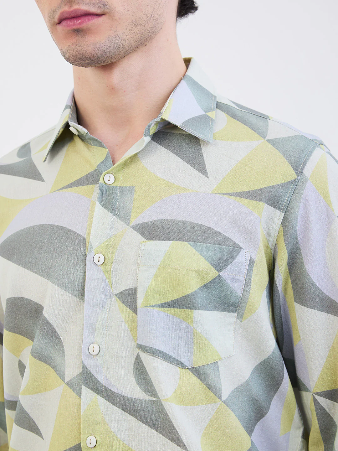Men Shirt Beige Slim Fit - Image 6