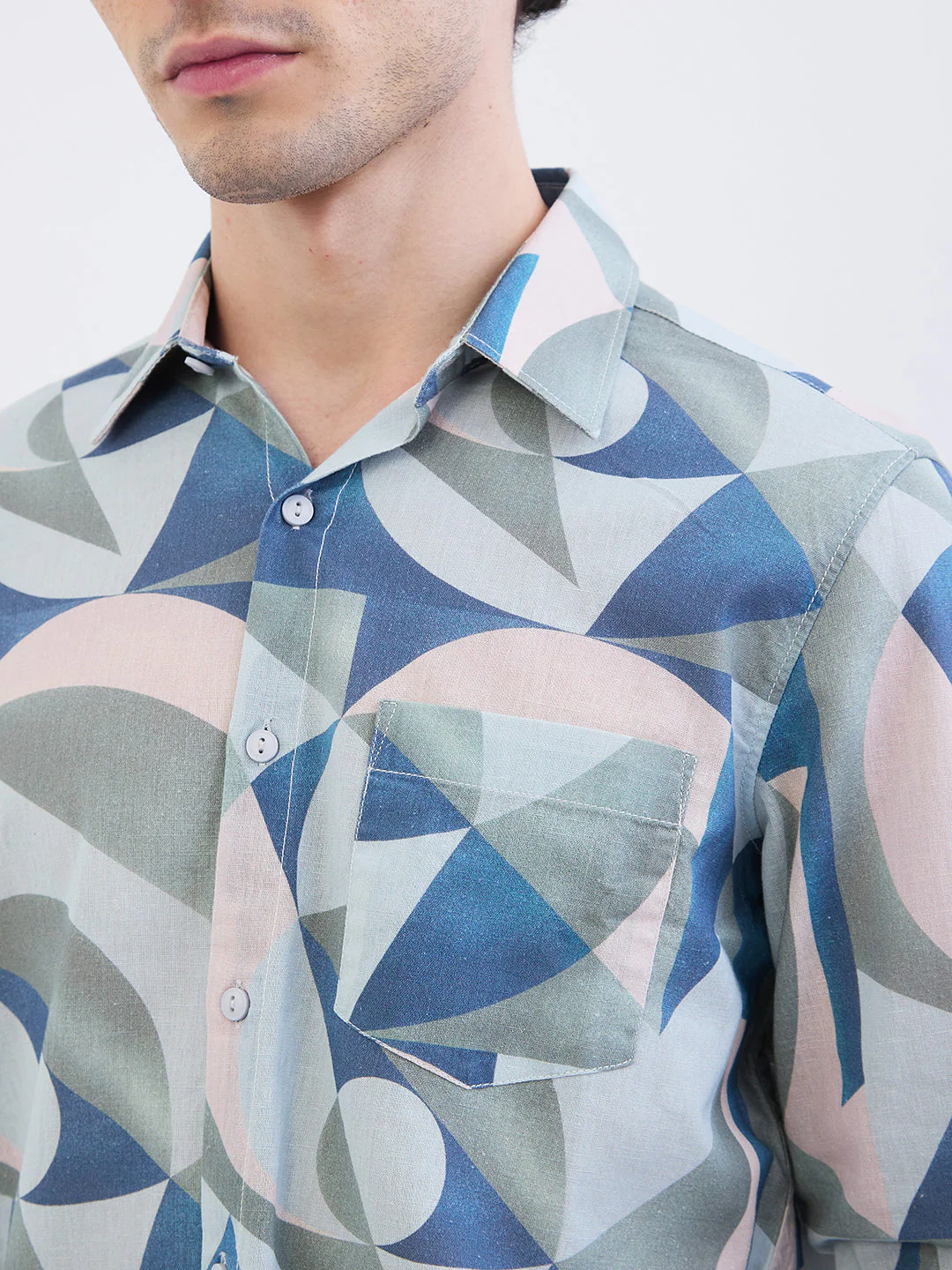 Men Shirt Grey Slim Fit - Image 6