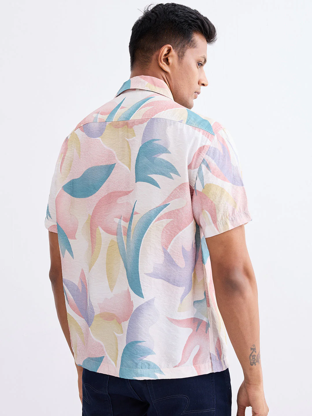 Men Shirt Beige Relaxed Fit - Image 4