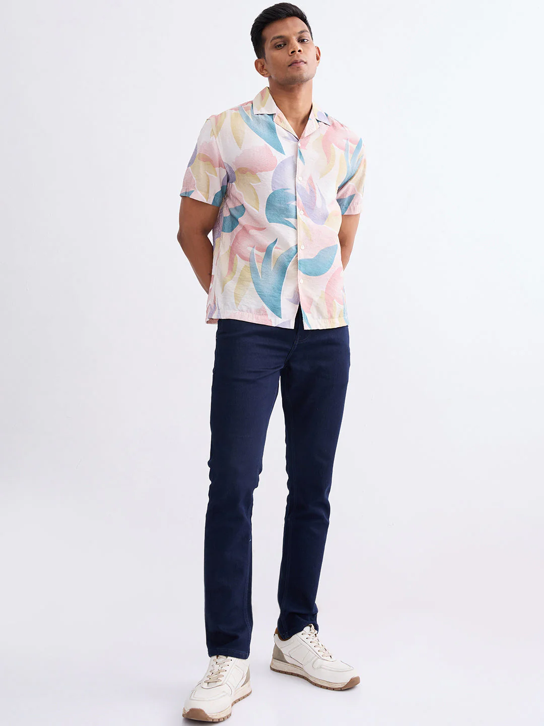 Men Shirt Beige Relaxed Fit - Image 5