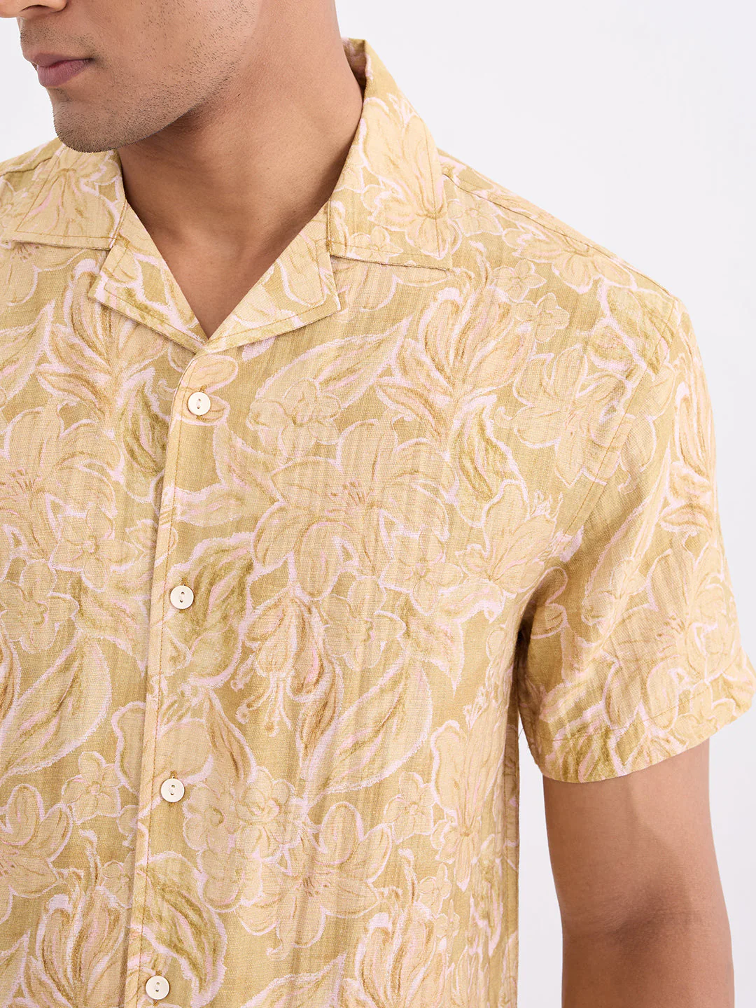 Men Shirt Yellow Relaxed Fit - Image 6