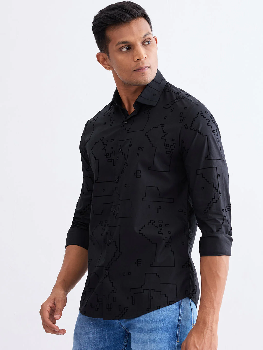 Men Shirt Black Slim Fit - Image 3