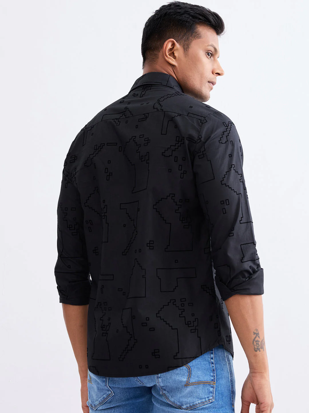 Men Shirt Black Slim Fit - Image 4