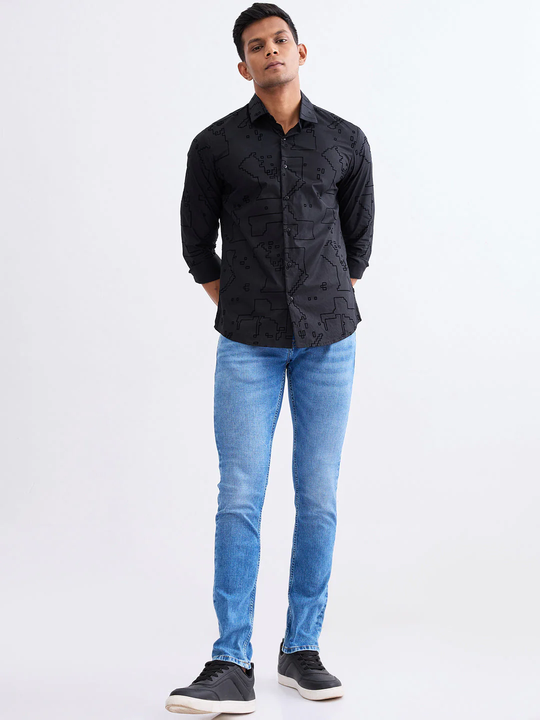 Men Shirt Black Slim Fit - Image 5