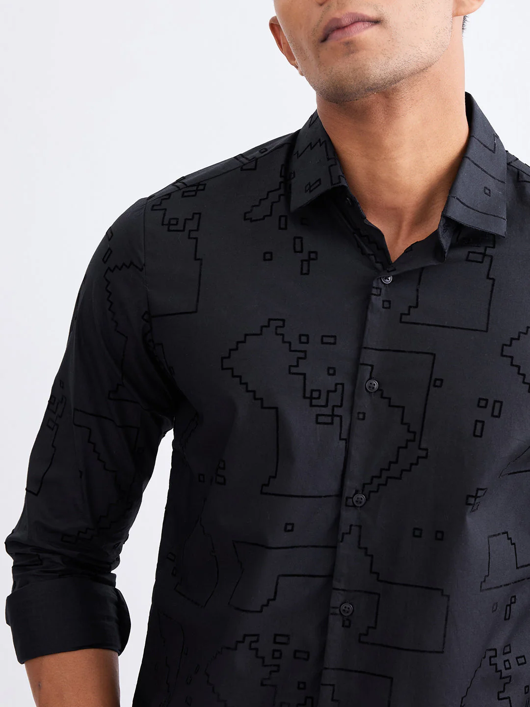 Men Shirt Black Slim Fit - Image 6