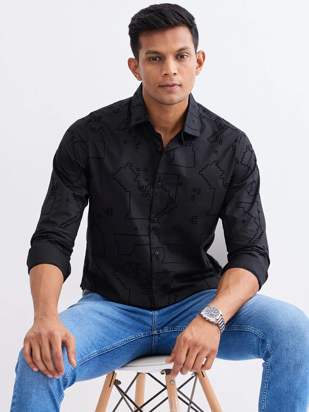 Men Shirt Black Slim Fit - Image 7