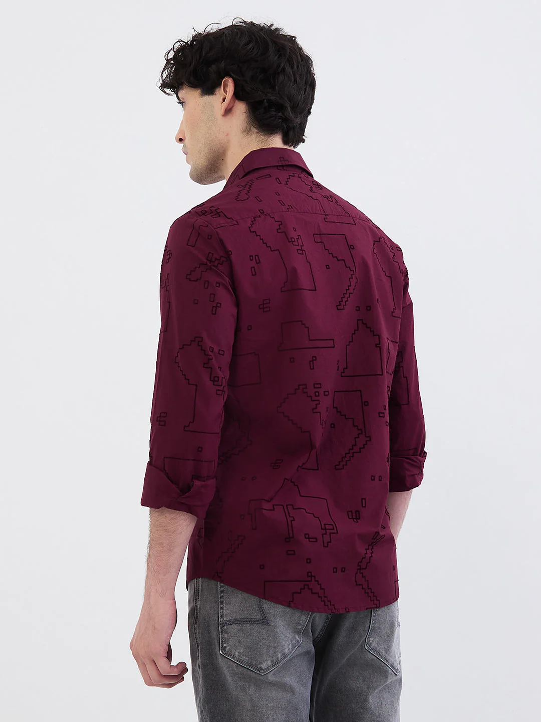 Men Shirt Red Slim Fit - Image 4