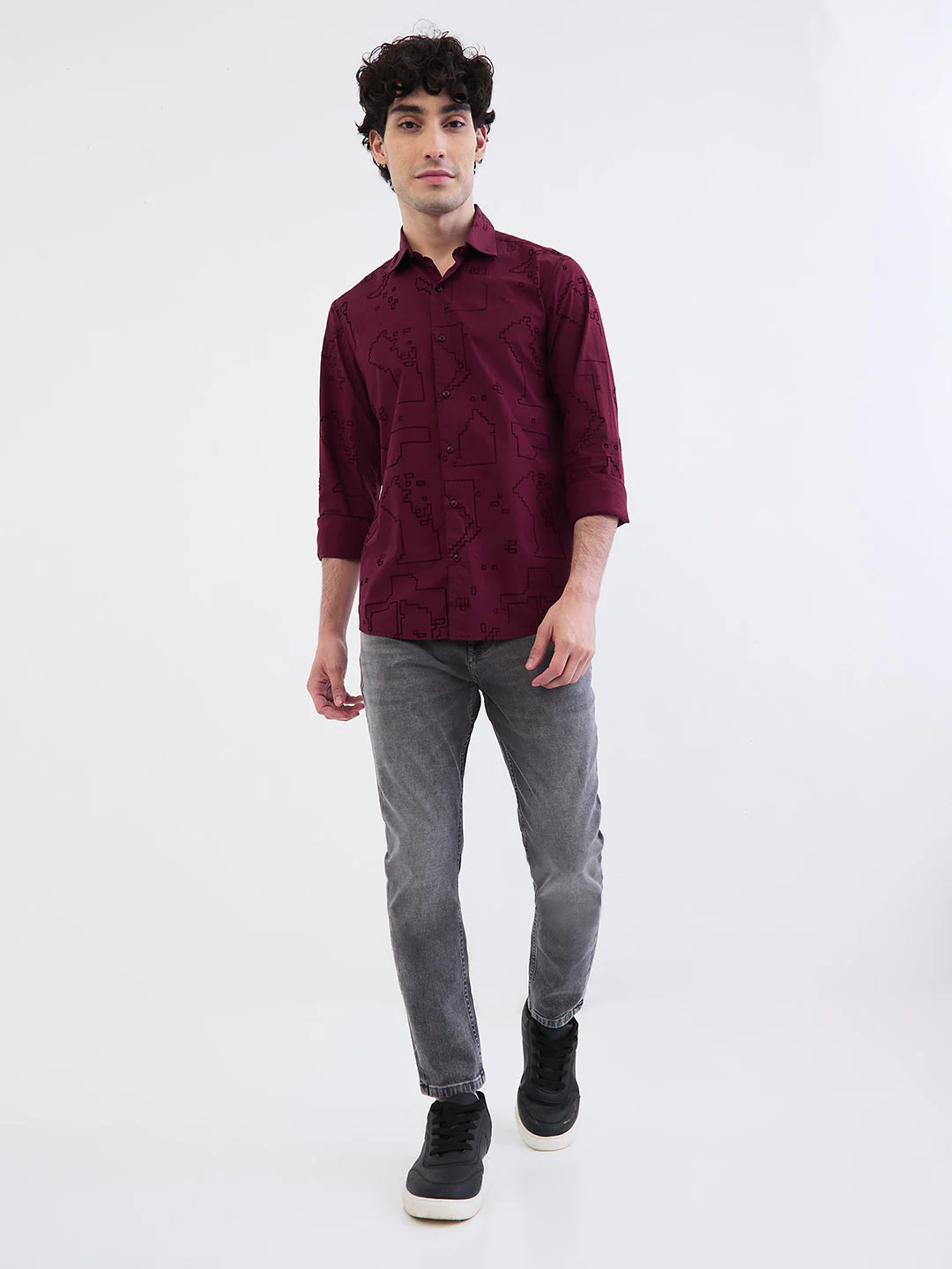 Men Shirt Red Slim Fit - Image 5