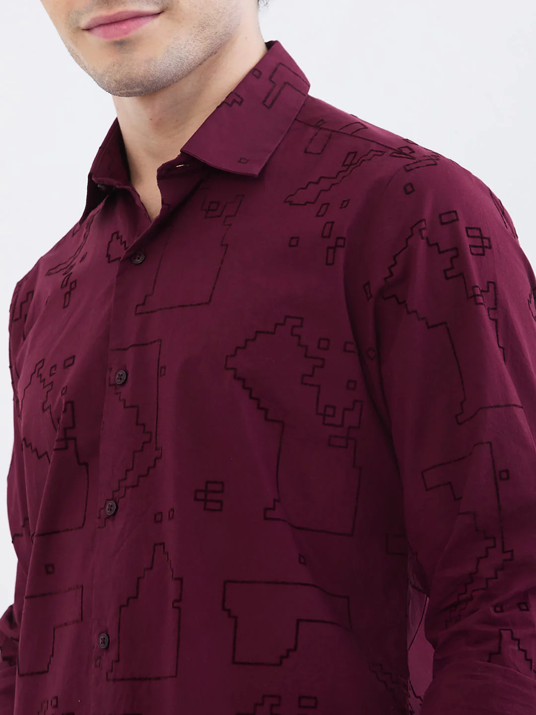 Men Shirt Red Slim Fit - Image 6