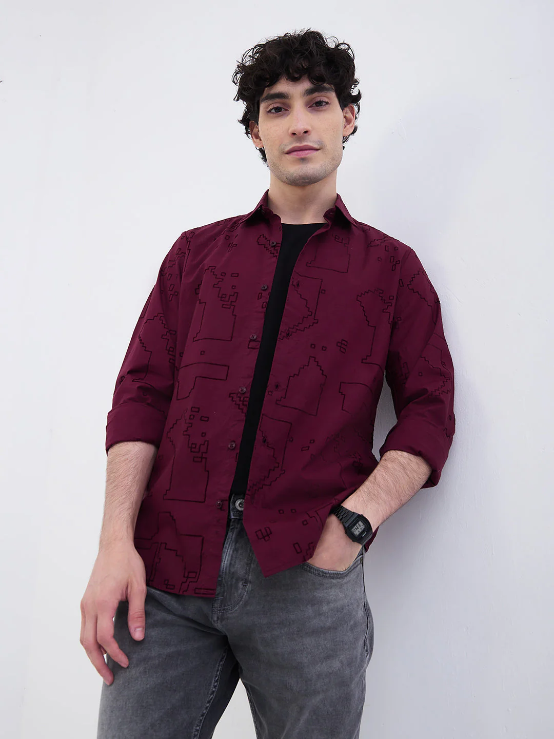 Men Shirt Red Slim Fit - Image 7