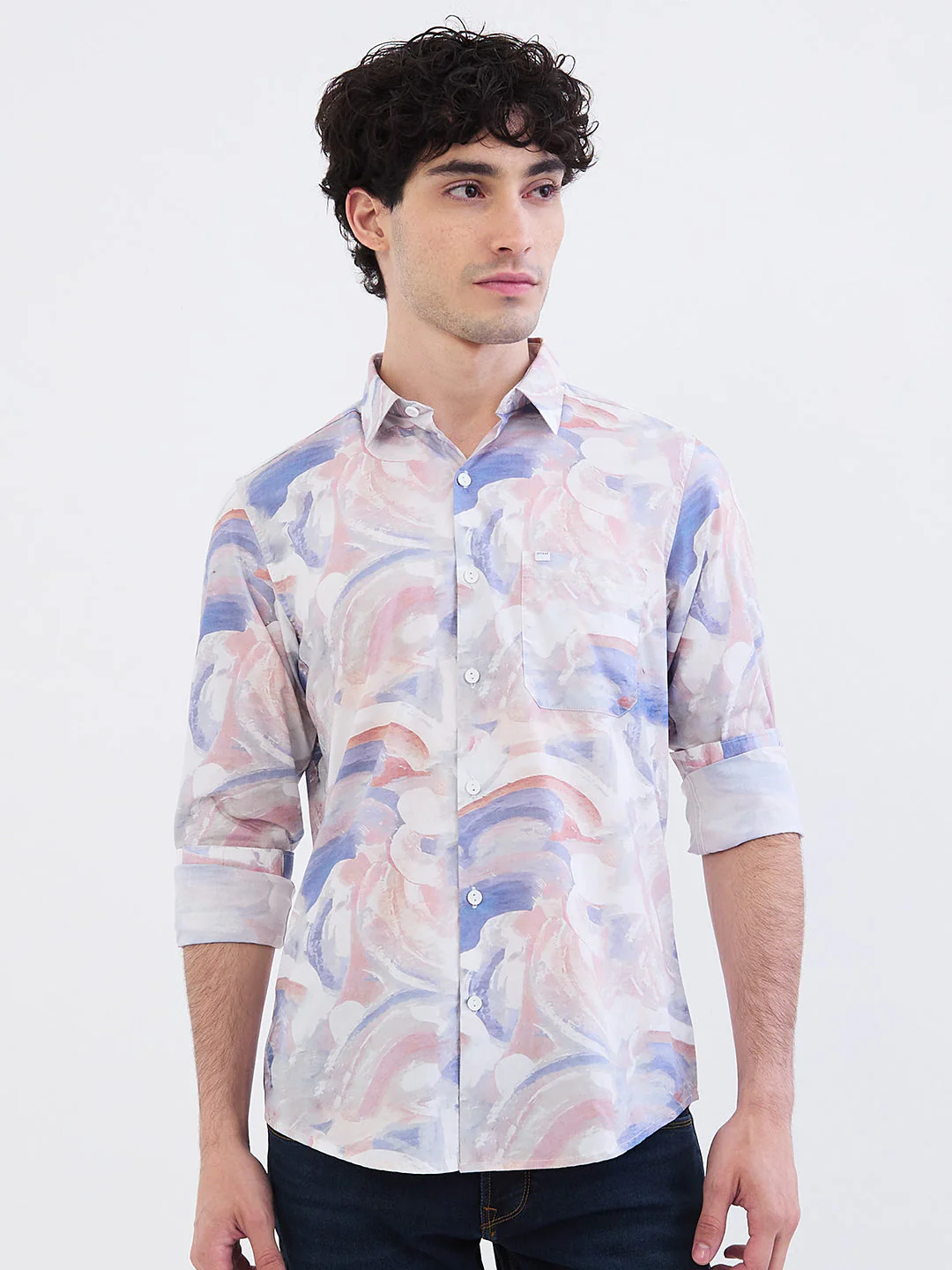 Men Shirt Pink Slim Fit - Image 2