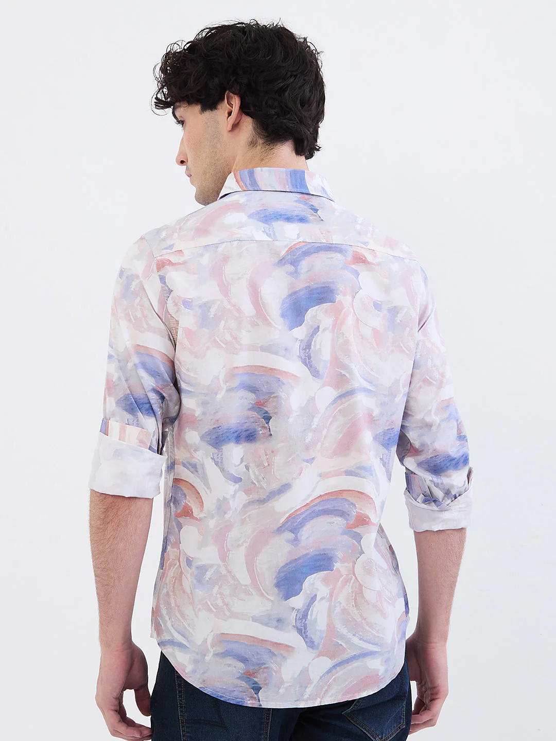 Men Shirt Pink Slim Fit - Image 4