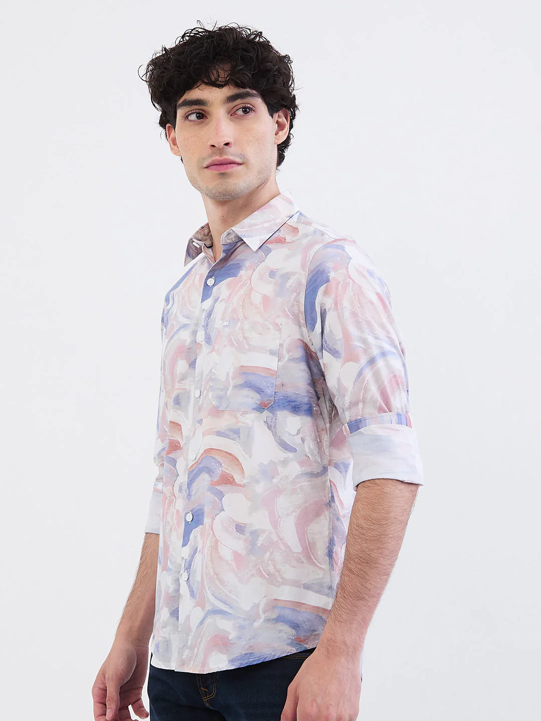 Men Shirt Pink Slim Fit - Image 8