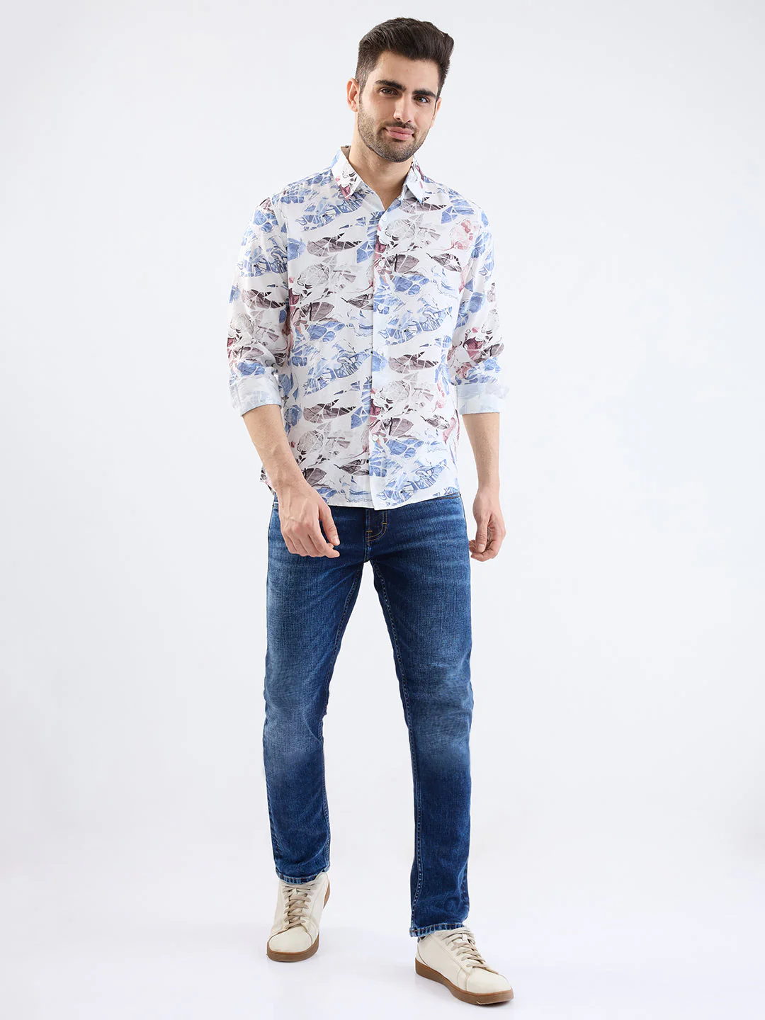 Men Shirt Blue Slim Fit - Image 5