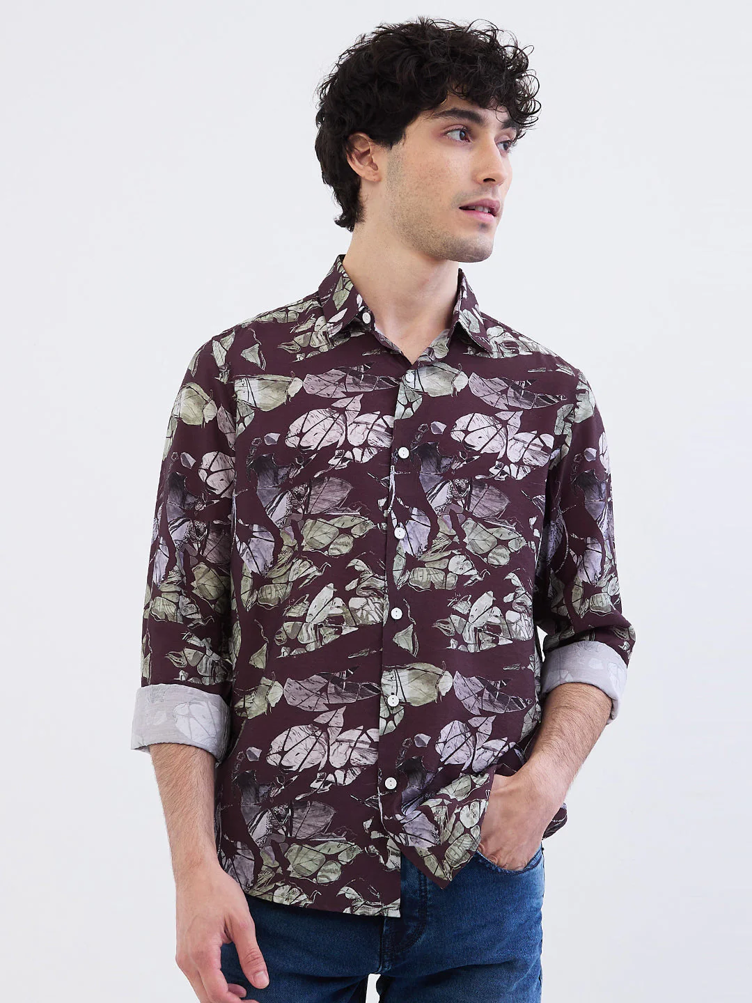 Men Shirt Red Slim Fit - Image 2