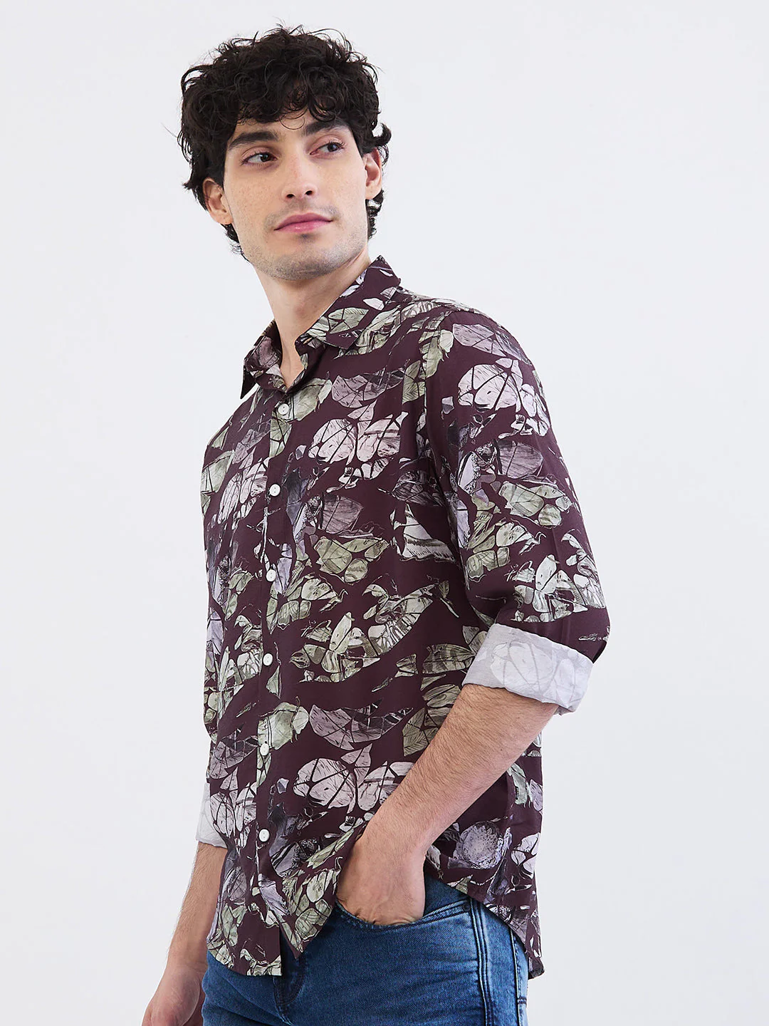 Men Shirt Red Slim Fit - Image 3