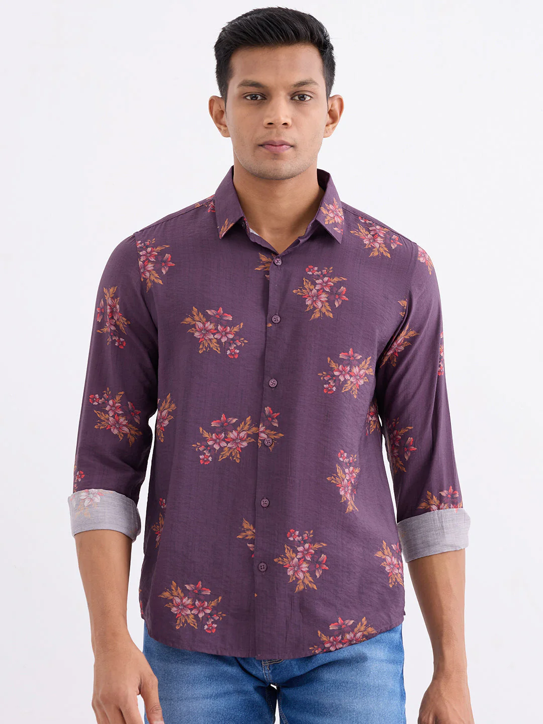 Men Shirt Red Slim Fit - Image 2