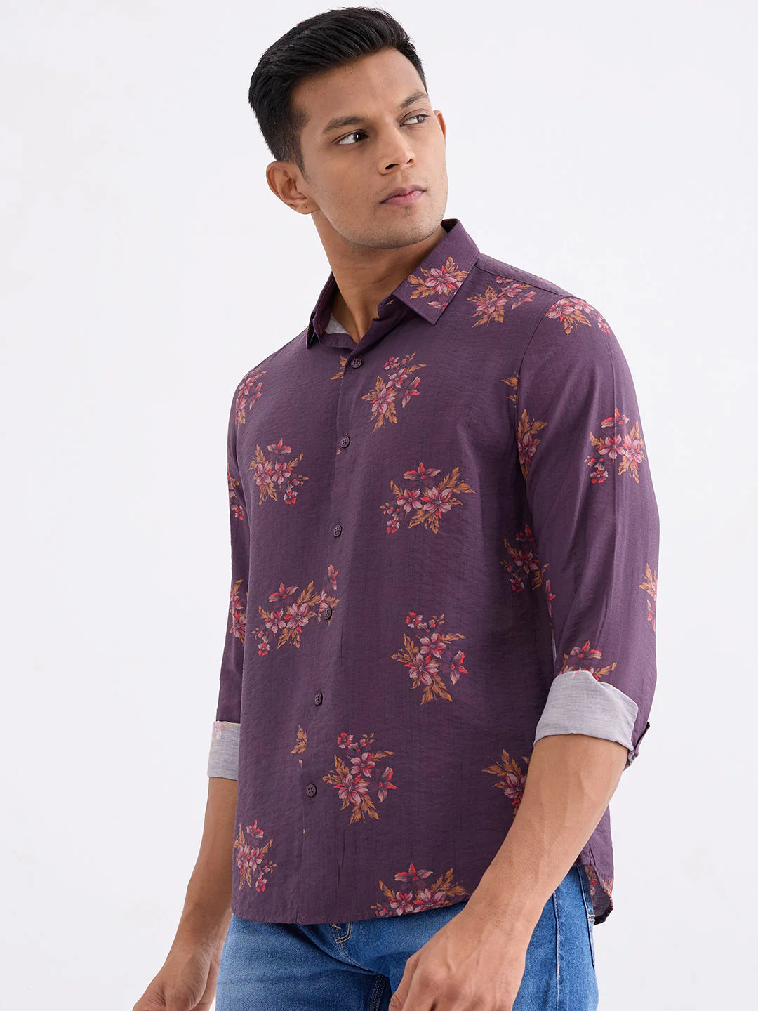 Men Shirt Red Slim Fit - Image 3