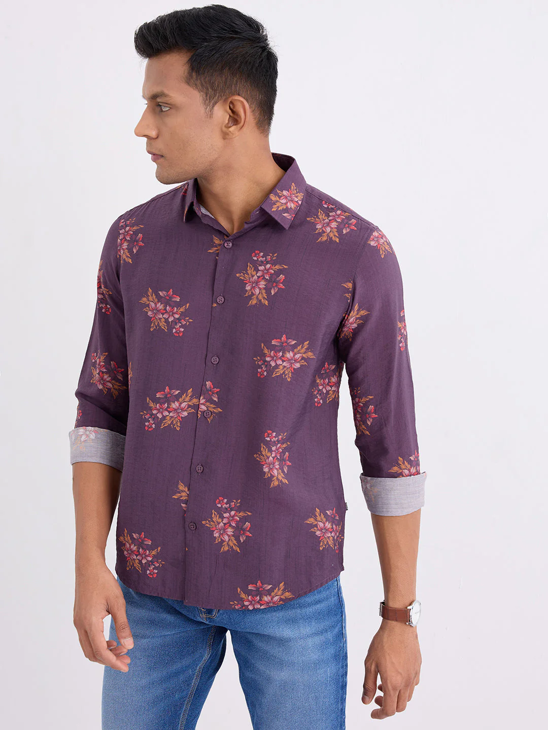 Men Shirt Red Slim Fit - Image 7