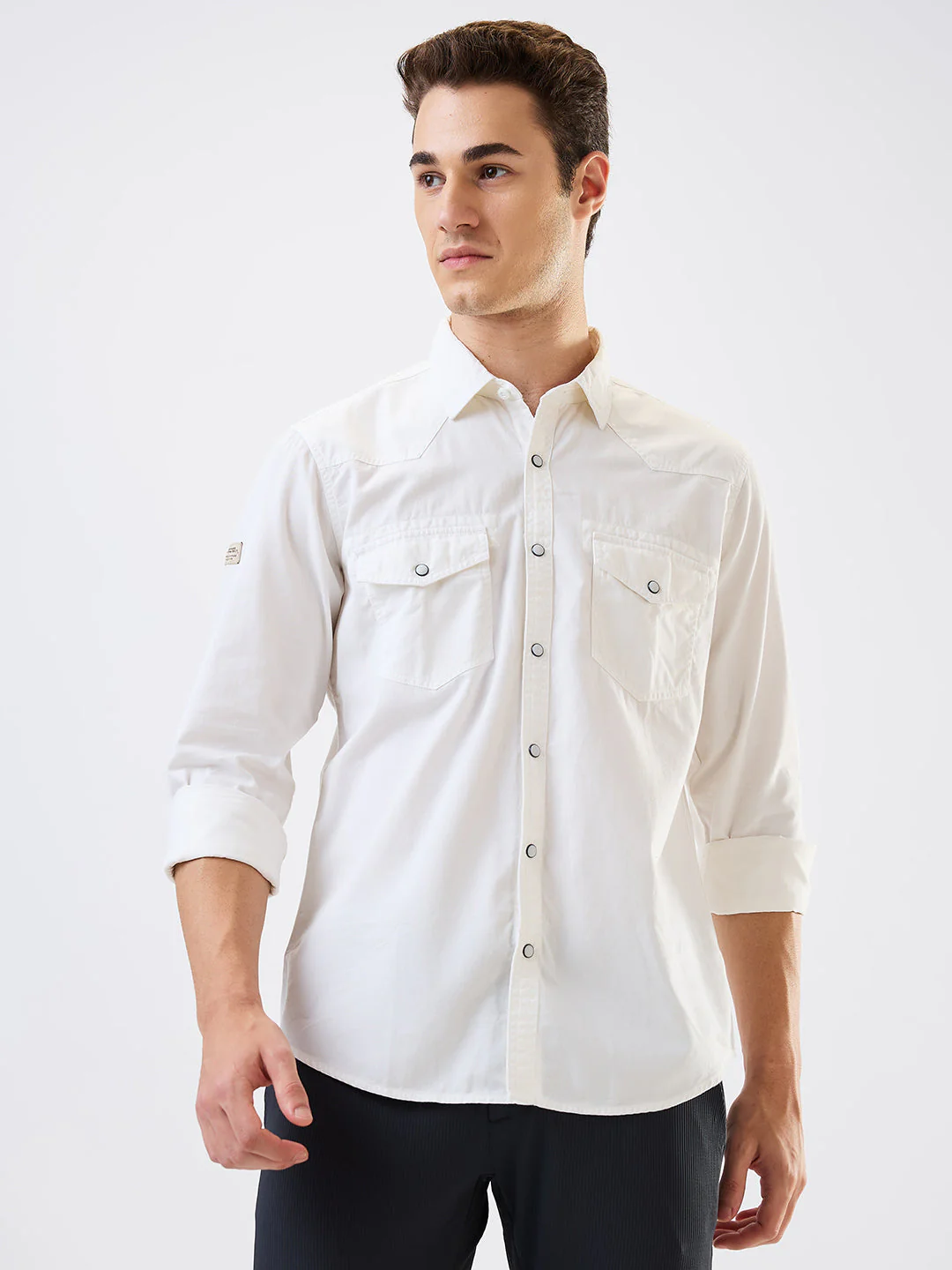 Men Shirt Solid White Slim Fit