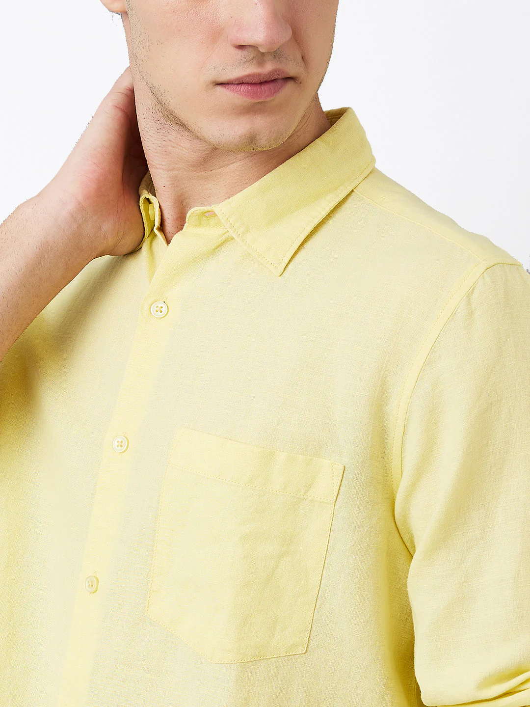 Men Yellow Slim Fit Solid Full Sleeve Shirt - Image 6