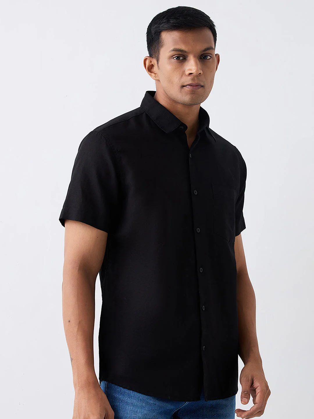 Men Black Slim Fit Casual Shirt - Image 2