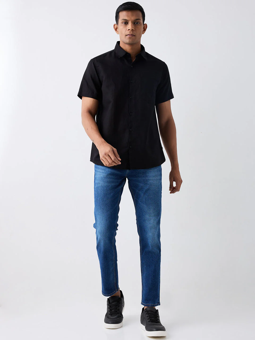 Men Black Slim Fit Casual Shirt - Image 5