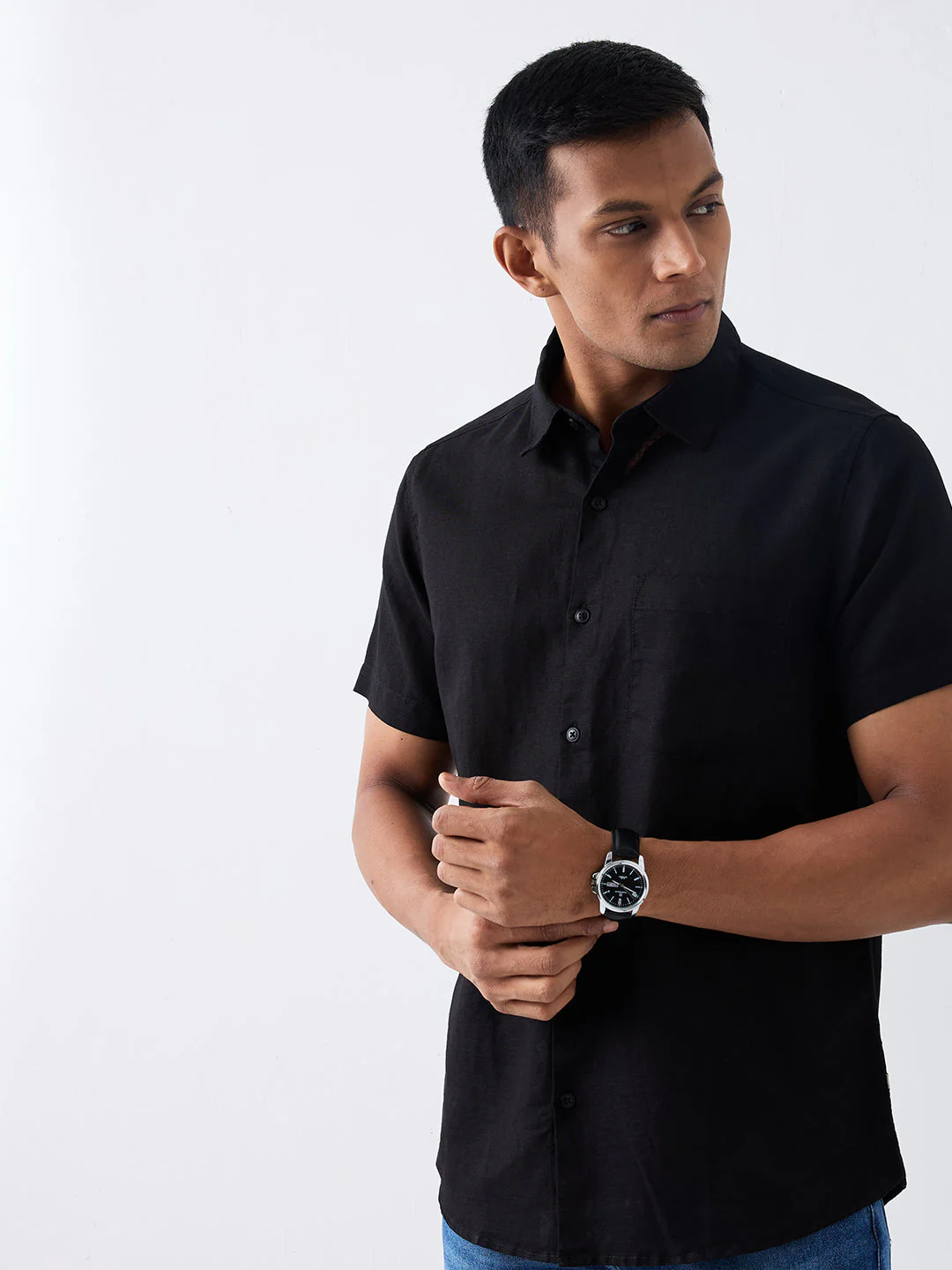Men Black Slim Fit Casual Shirt - Image 7