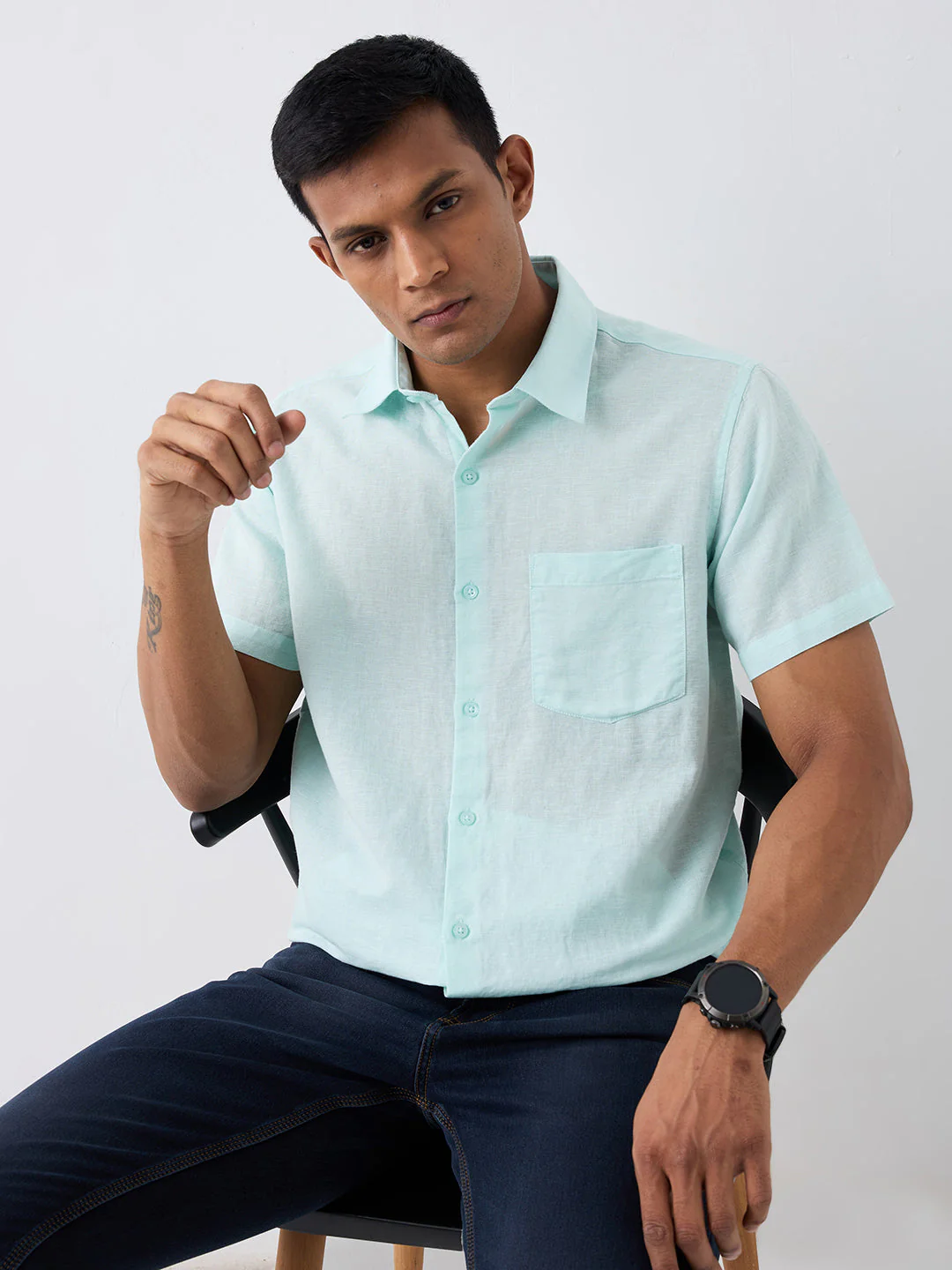 Men Green Slim Fit Casual Shirt - Image 7