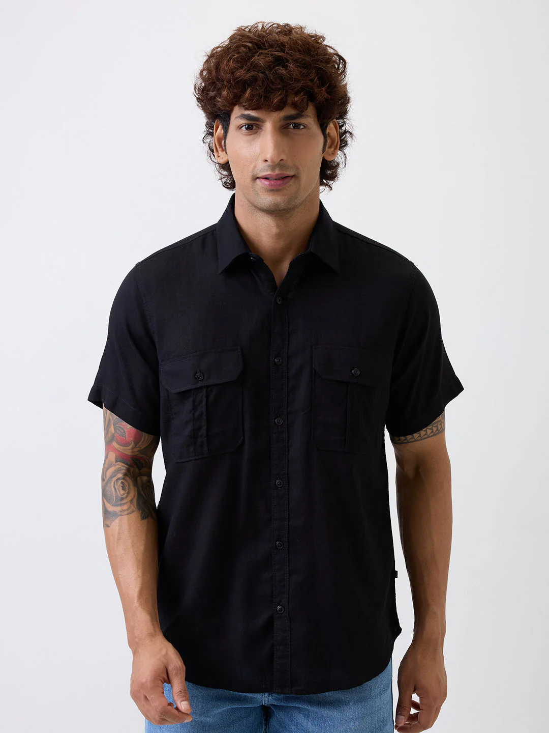 Men Shirt Black Slim Fit - Image 2