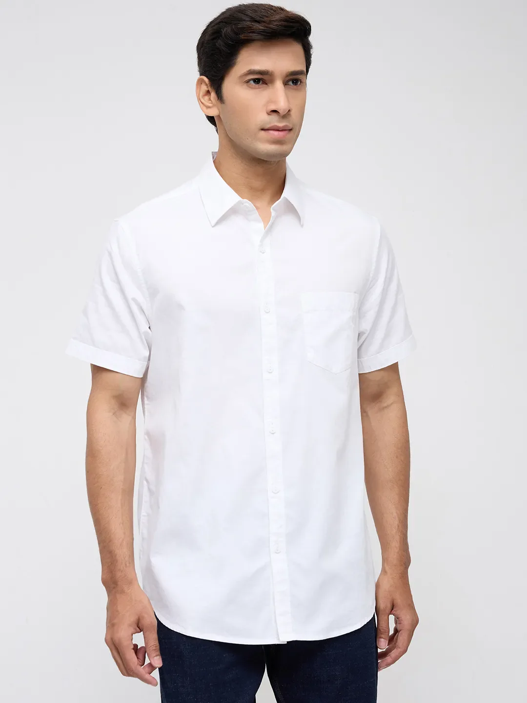 Men Shirt Solid White Regular Fit