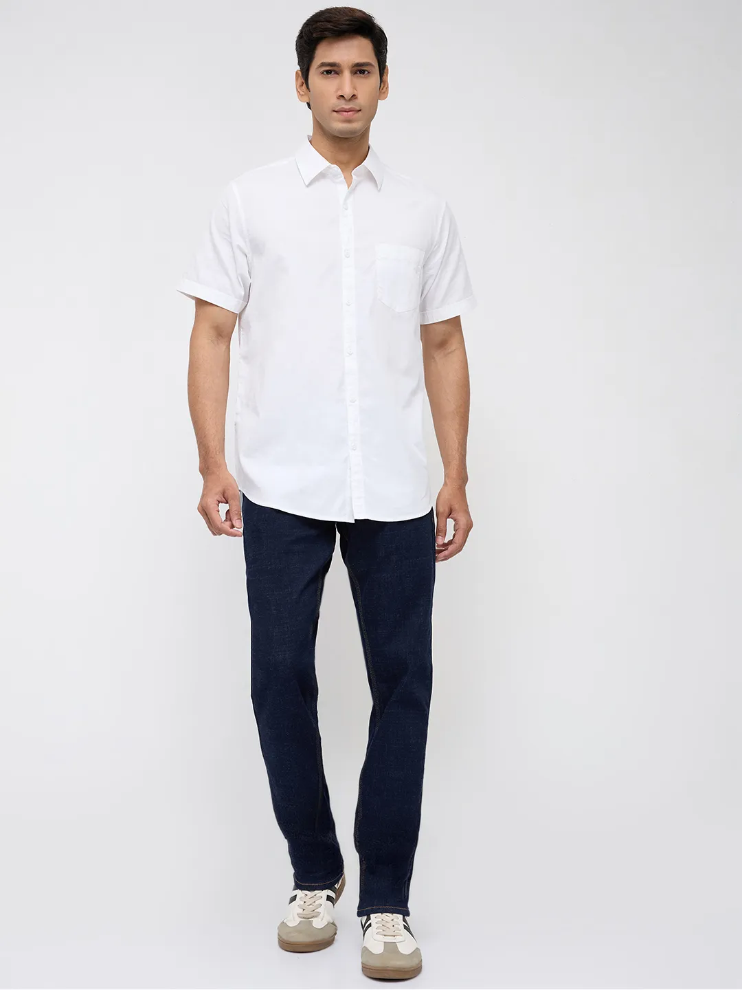 Men Shirt Solid White Regular Fit - Image 2