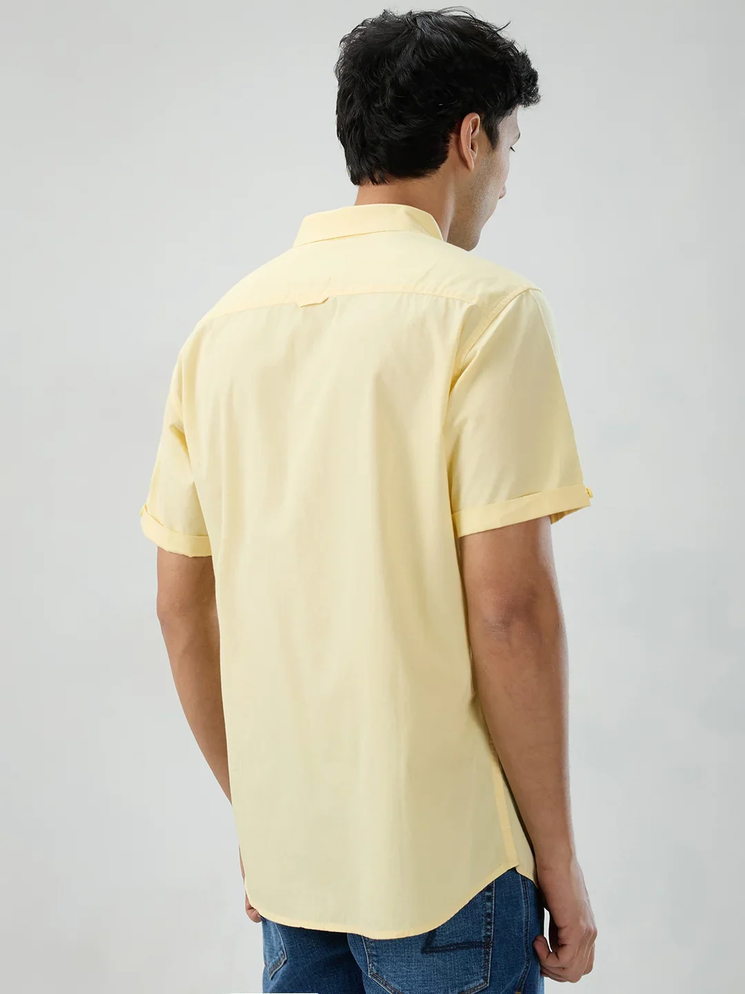 Men Shirt Solid Yellow Regular Fit - Image 6