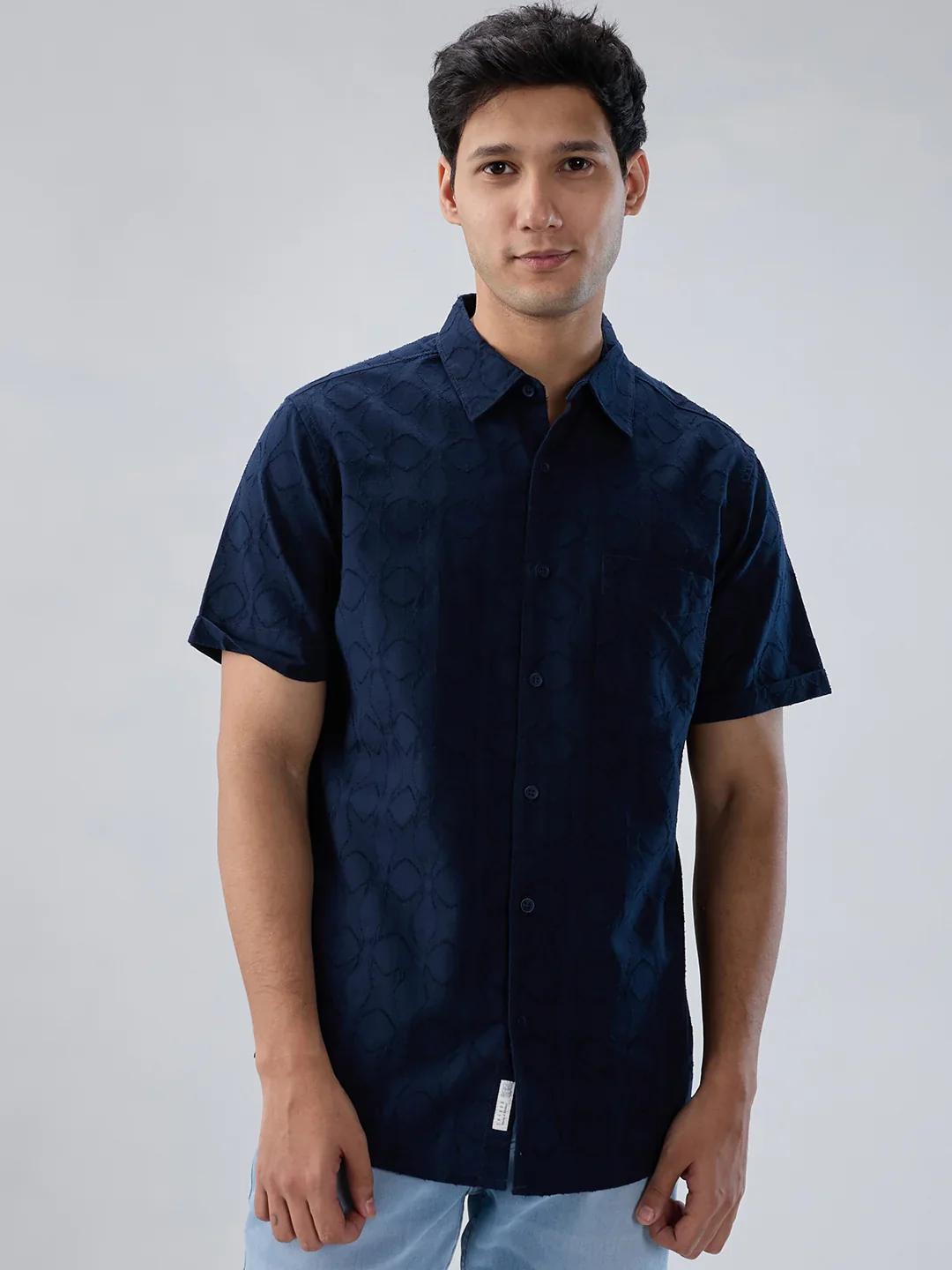 Men Shirt Solid Blue Navy Regular Fit