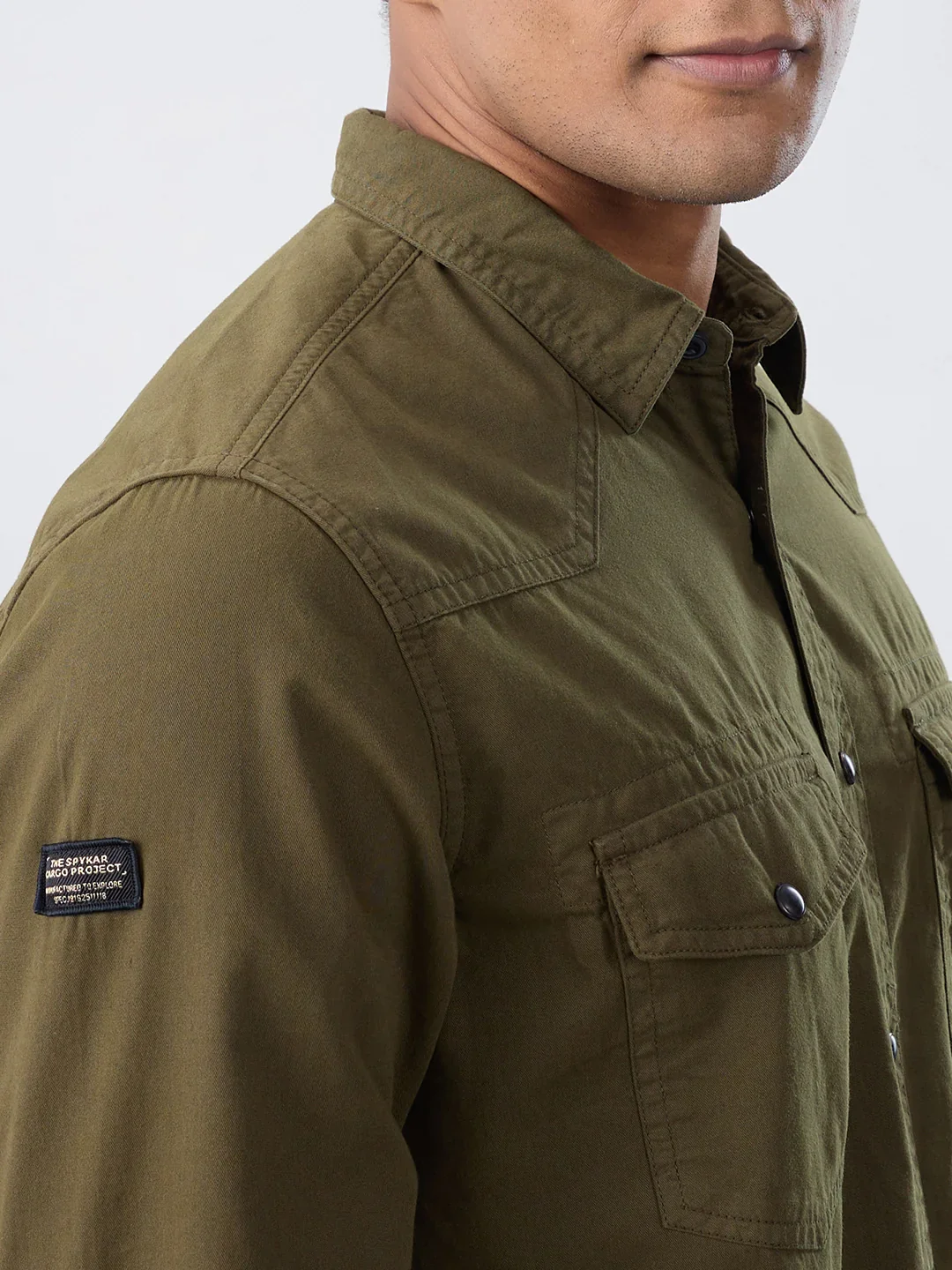Men Shirt Solid Green Regular Fit - Image 4