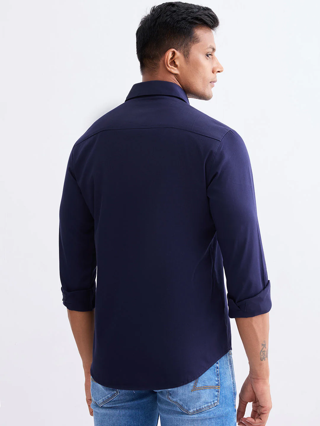 Men Shirt Blue Slim Fit - Image 4