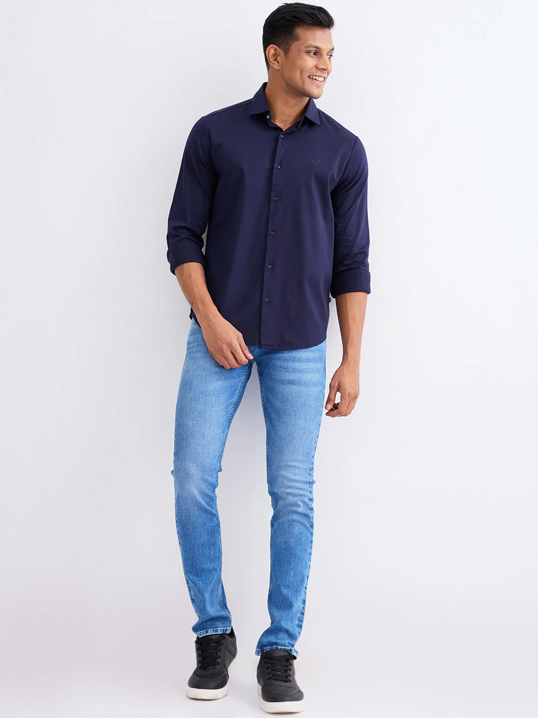 Men Shirt Blue Slim Fit - Image 5
