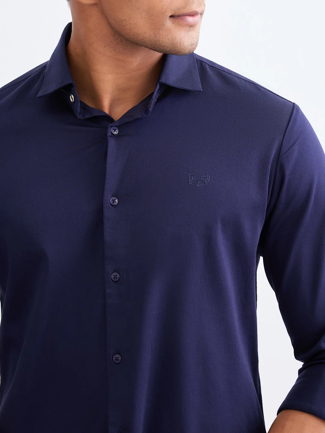 Men Shirt Blue Slim Fit - Image 6