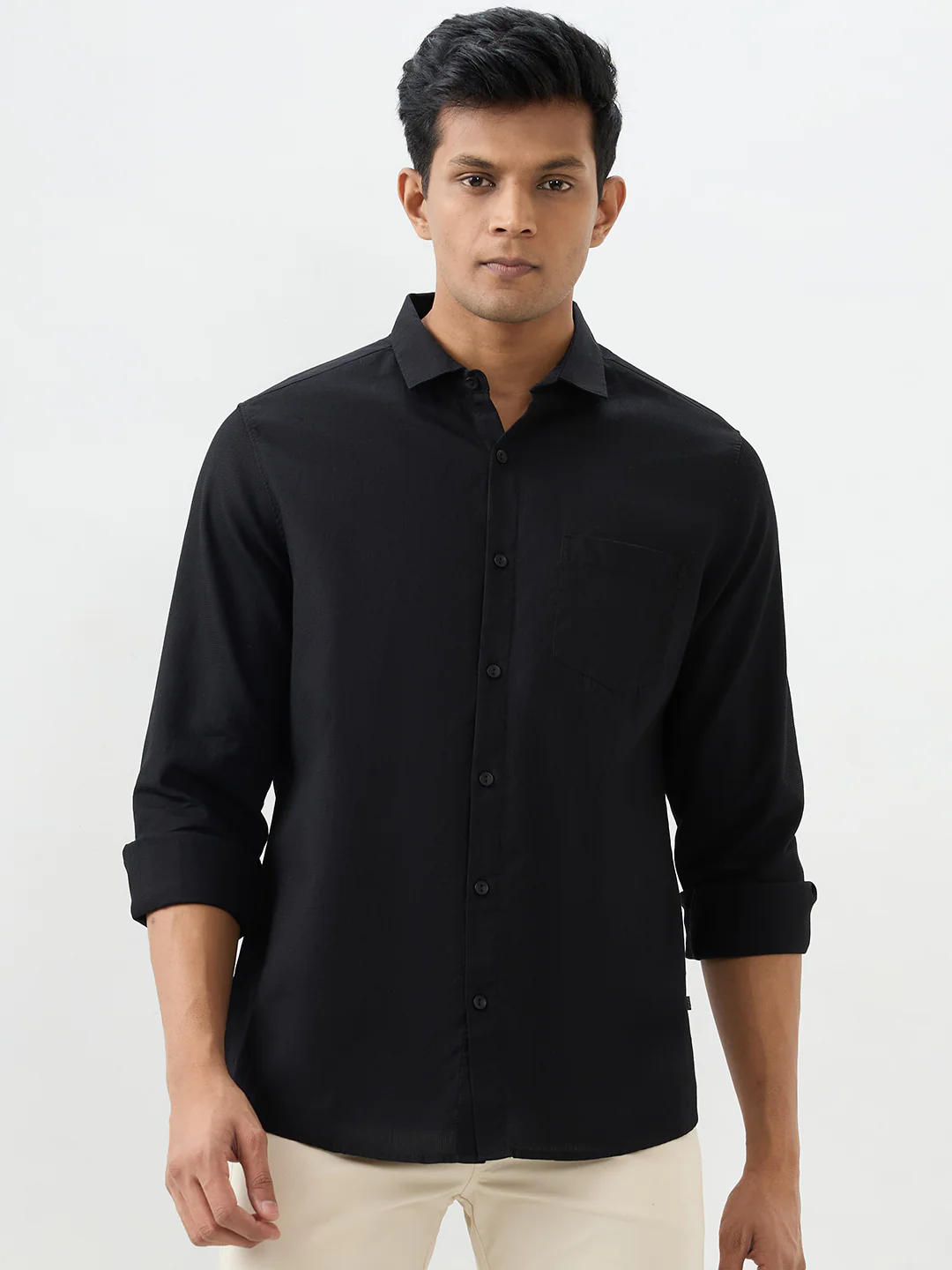 Men Shirt Black Slim Fit - Image 2