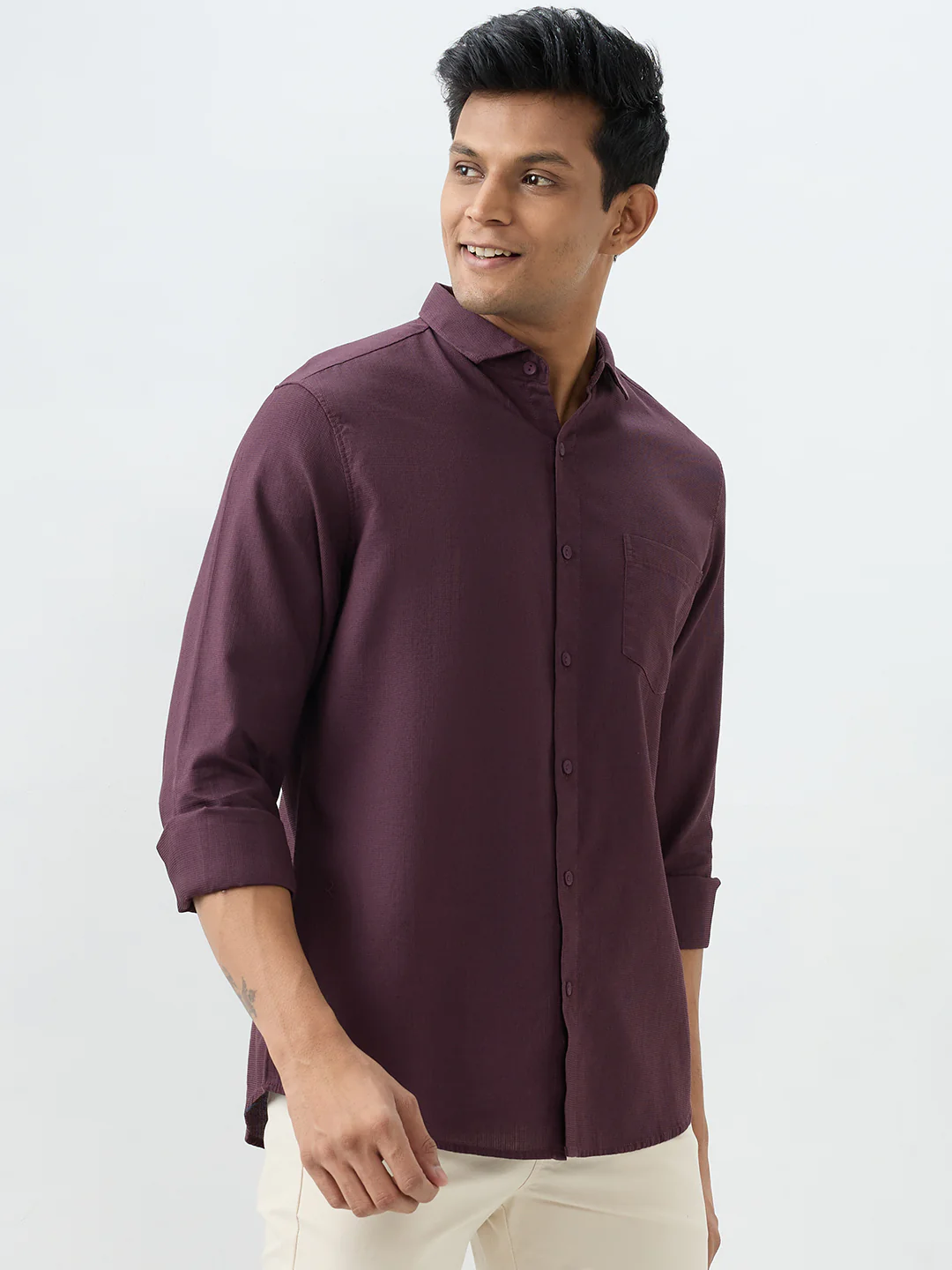 Men Shirt Cherry Lacquer Slim Fit