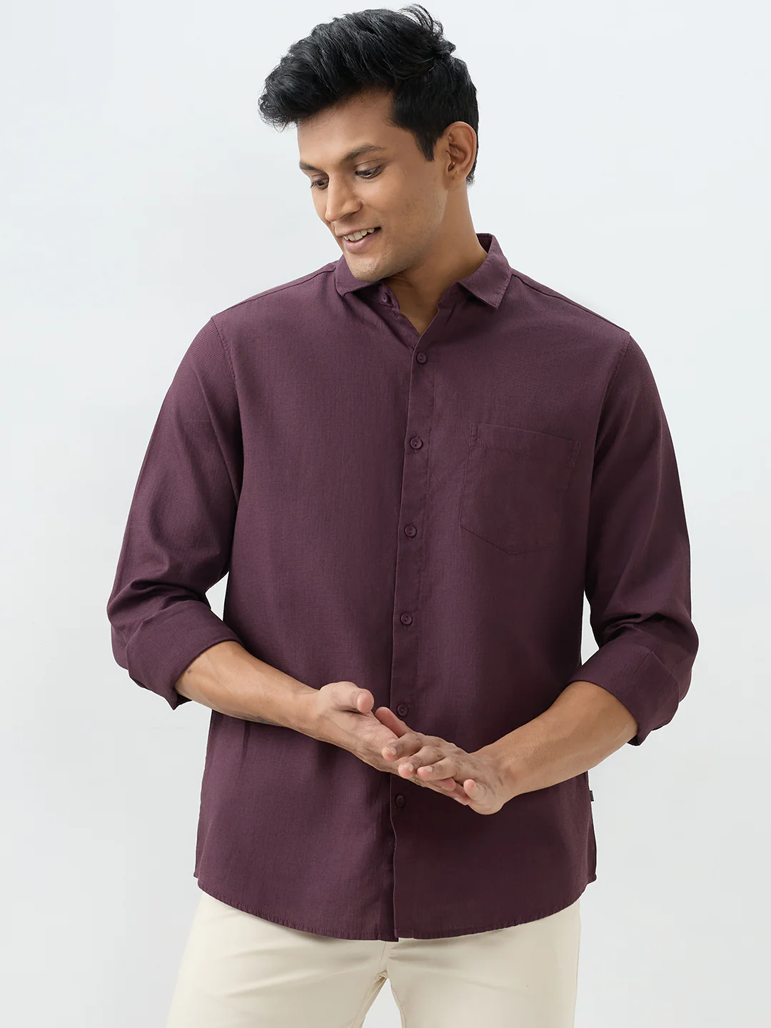 Men Shirt Cherry Lacquer Slim Fit - Image 2