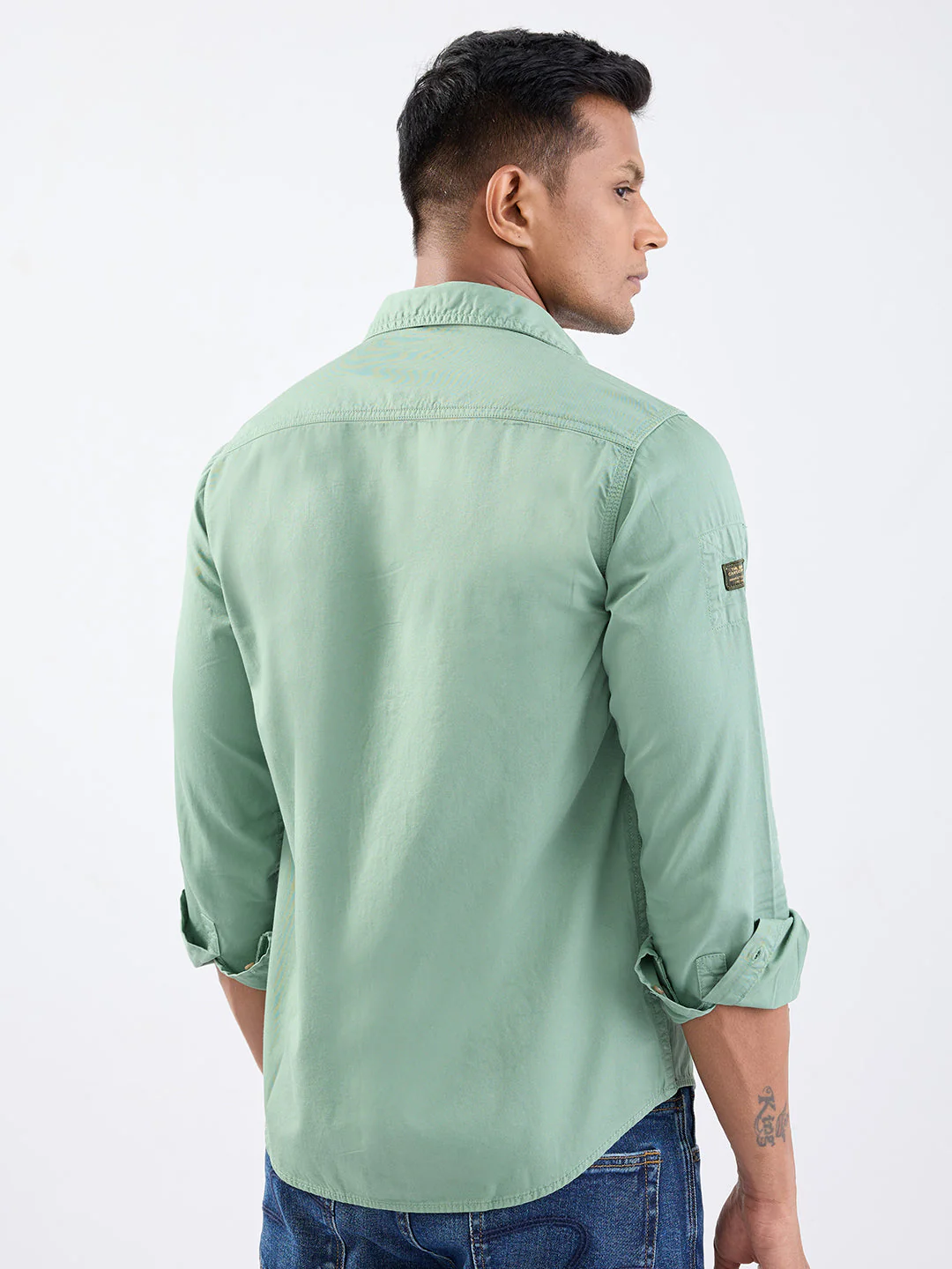 Men Shirt Green Slim Fit - Image 4