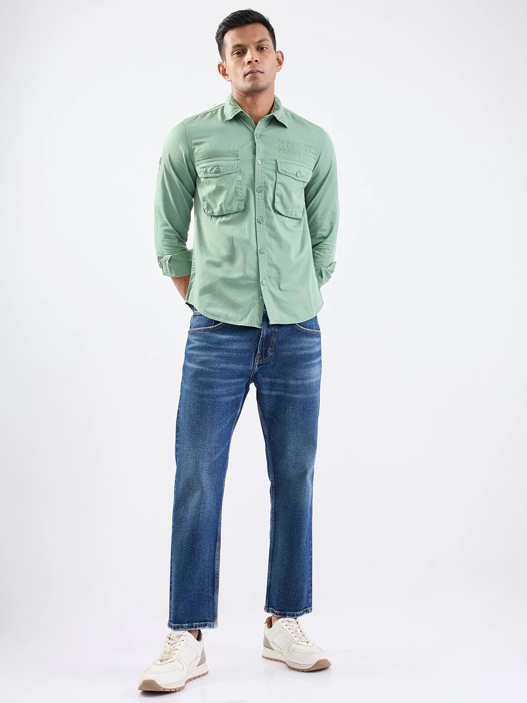 Men Shirt Green Slim Fit - Image 5