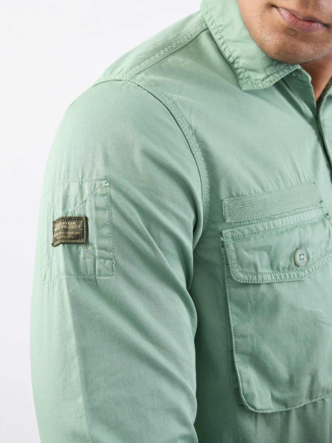 Men Shirt Green Slim Fit - Image 8