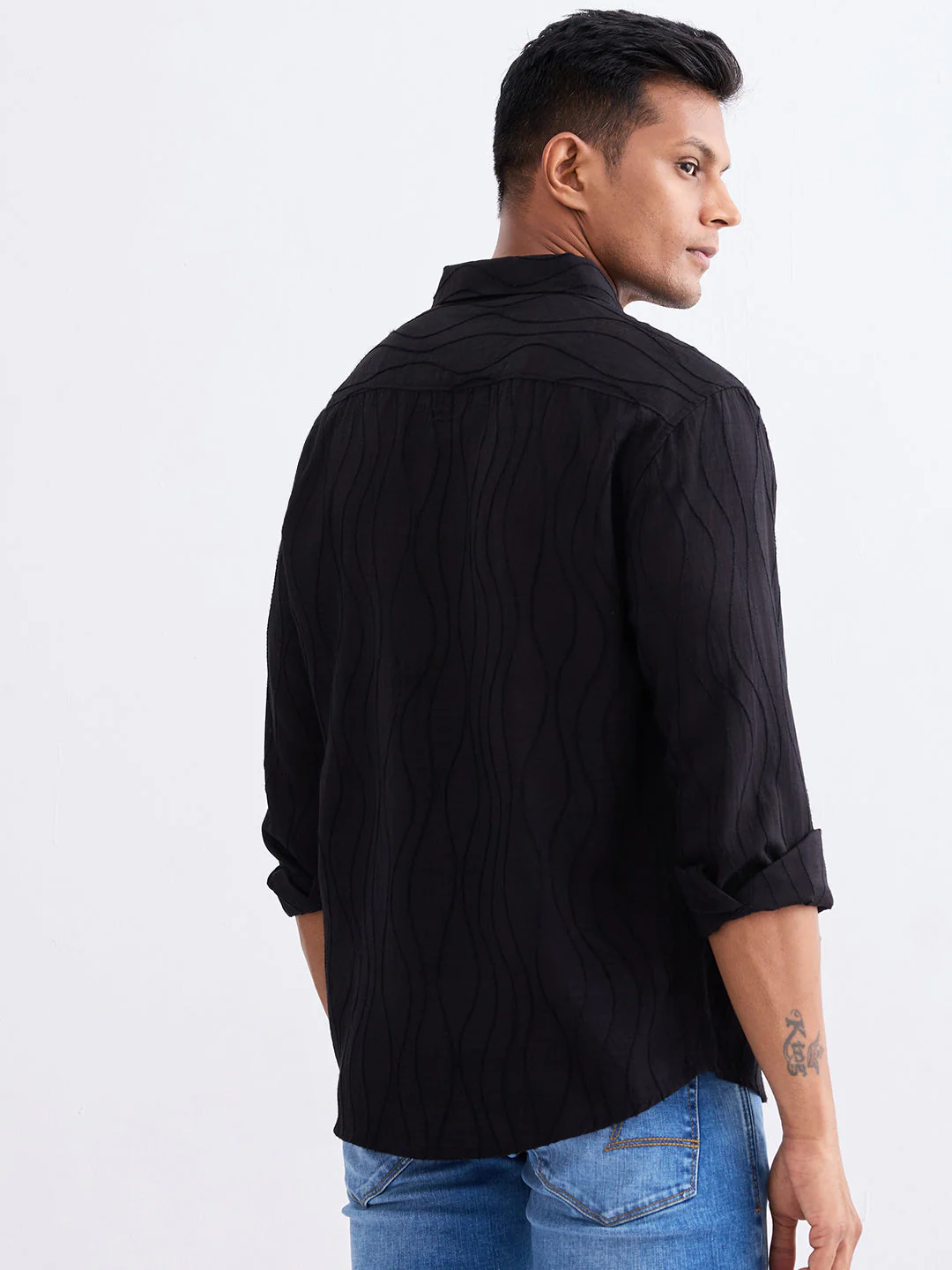 Men Shirt Black Comfort Fit - Image 5