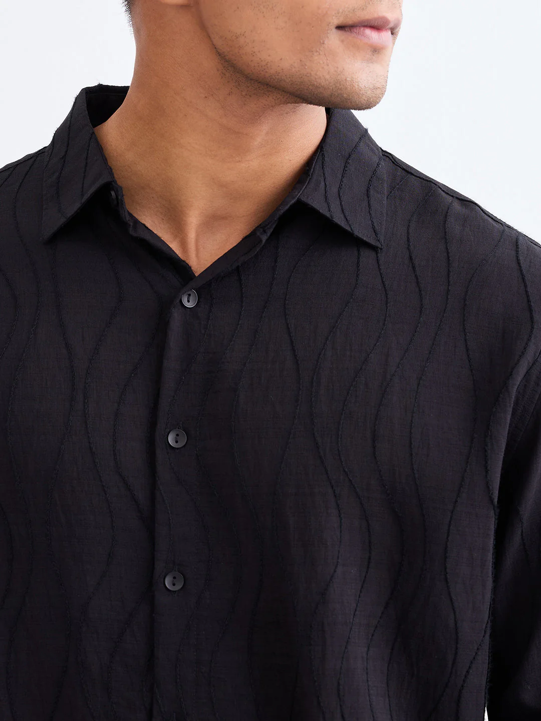 Men Shirt Black Comfort Fit - Image 6